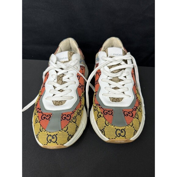 Gucci Rython Sneakers / Yellow Multi Color / Mens 11 / GG Monogram / Pre-owned - Picture 2 of 13